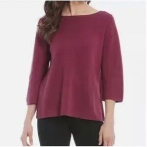 ❤️ Talbots SILK Sweater 3/4 sleeves berry red maroon pink